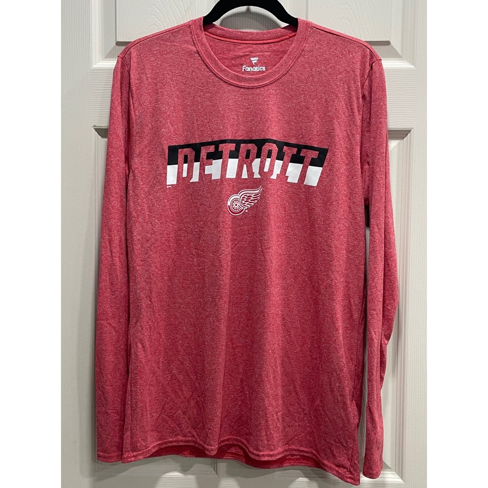 NWOT Fanatics Detroit Red Wings T-Shirt Mens Medium Red Long Sleeve NHL